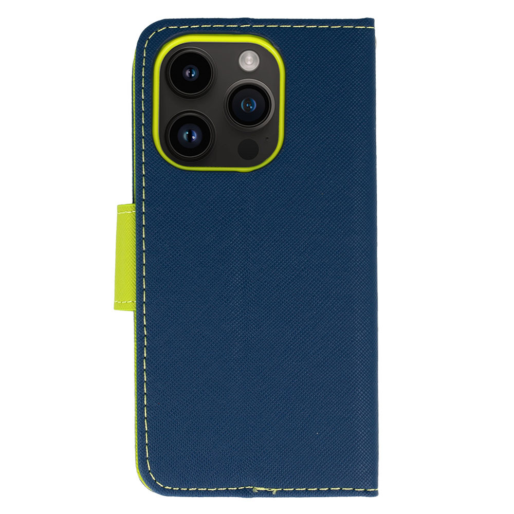 Knížkové pouzdro Fancy pro Apple iPhone 14 Pro Max , barva modrá-limetková