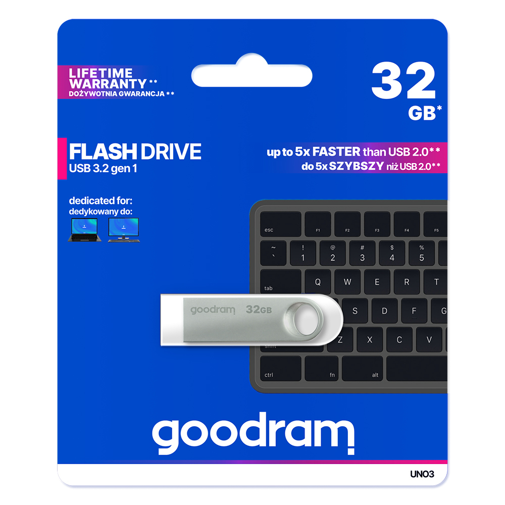 Pendrive GOODRAM UNO3 -  32GB USB 3.2 gen 1 Srebrny