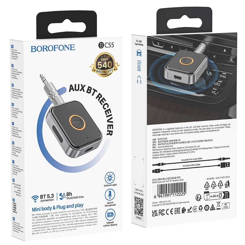 Borofone Audio Bluetooth Receiver AUX BC555 Suave black - Toptel