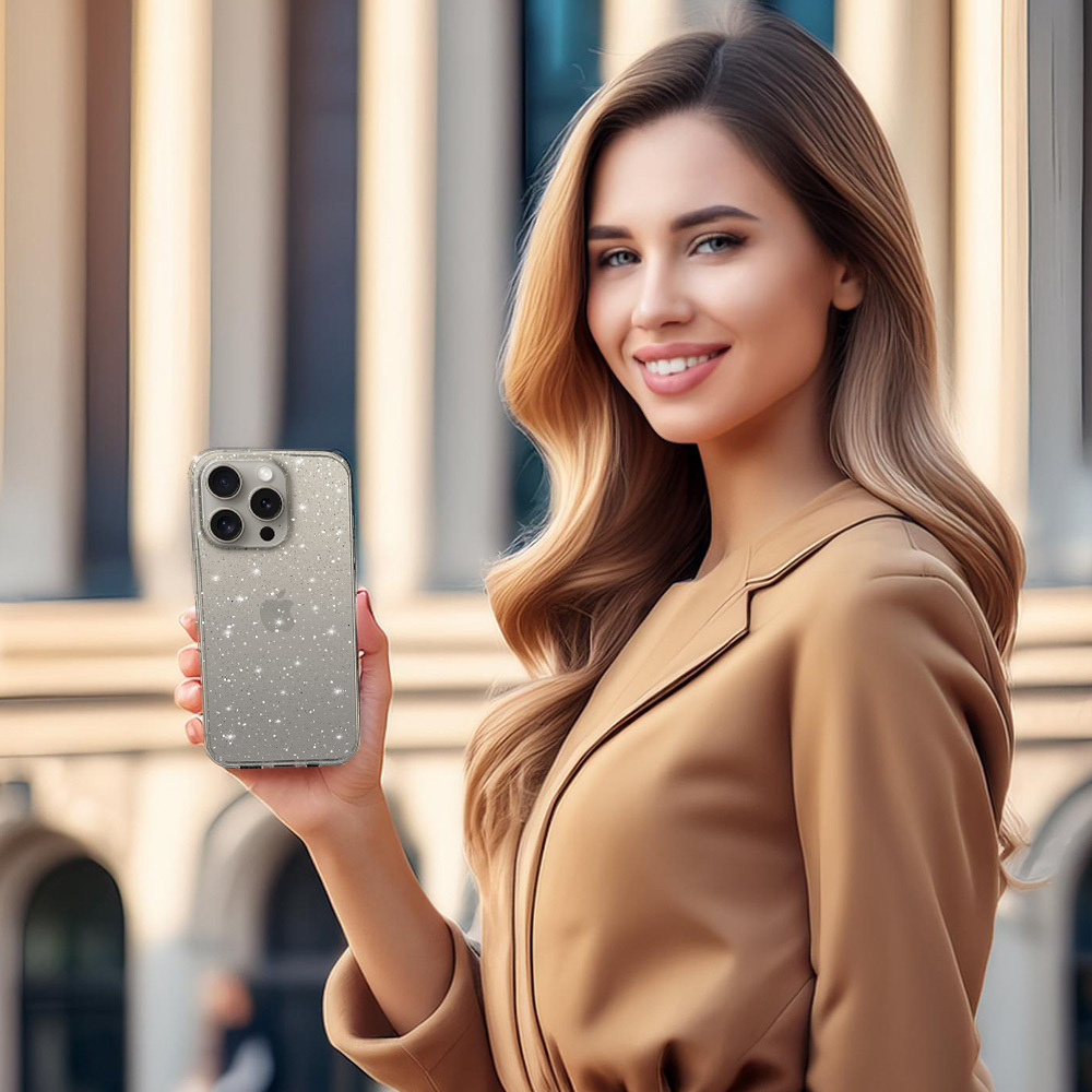 Kryt Glitter pro Apple iPhone 13 Pro , barva stříbrná