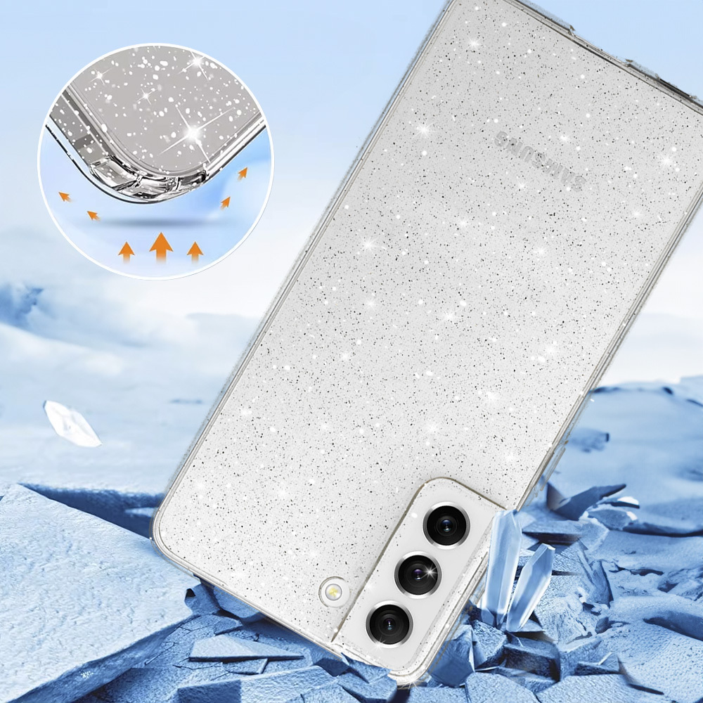 Kryt Glitter pro Samsung Galaxy S21 FE , barva stříbrná