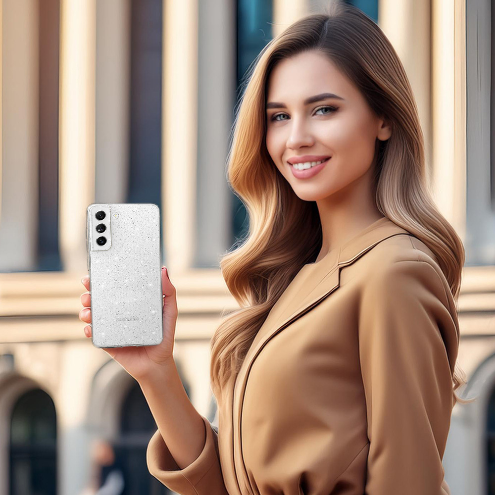 Kryt Glitter pro Samsung Galaxy S21 FE , barva stříbrná