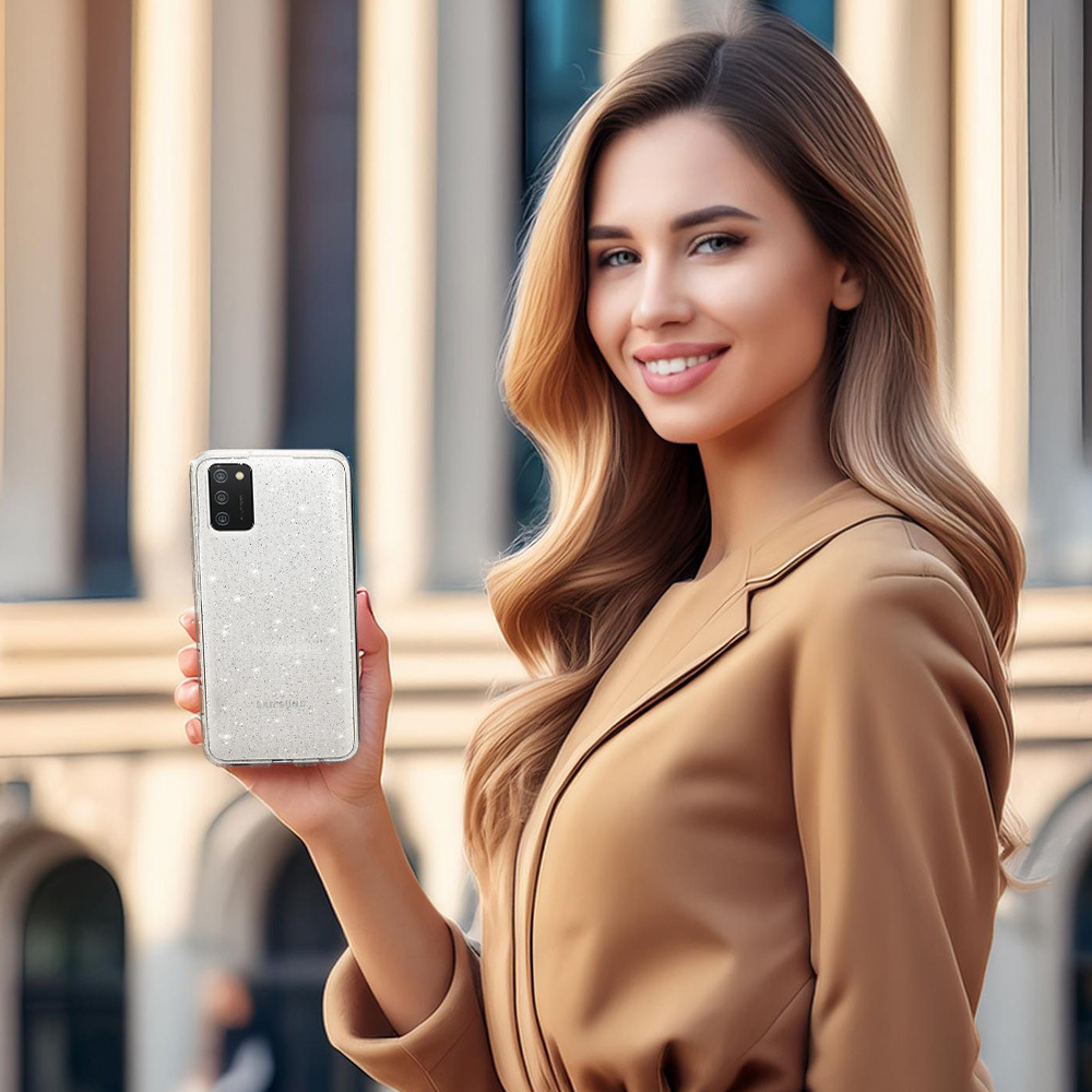 Kryt Glitter pro Samsung Galaxy A02S , barva stříbrná