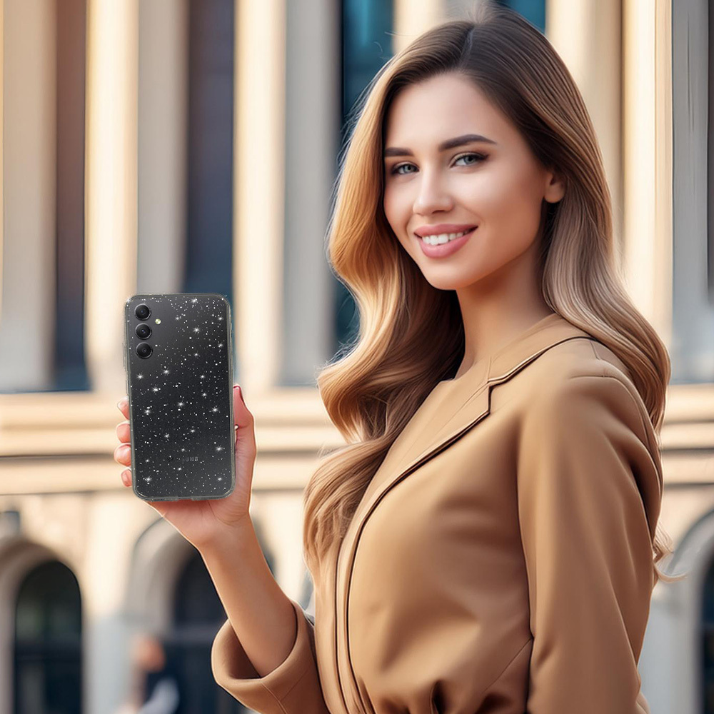 Kryt Glitter pro Samsung Galaxy A34 5G , barva stříbrná