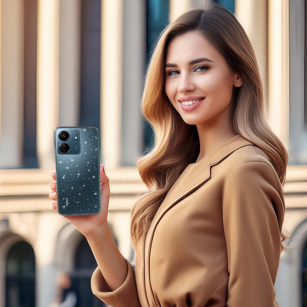 Kryt Glitter pro Xiaomi Redmi 13C , barva stříbrná