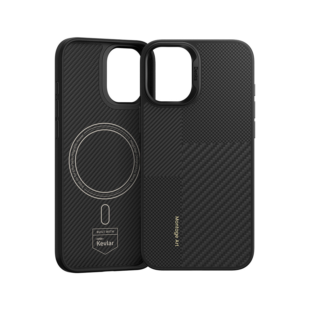 Benks Montage Magnetic Armor Pro Kevlar Case Metal Frame 600D+1500D for Apple iPhone 16 Plus , barva černá