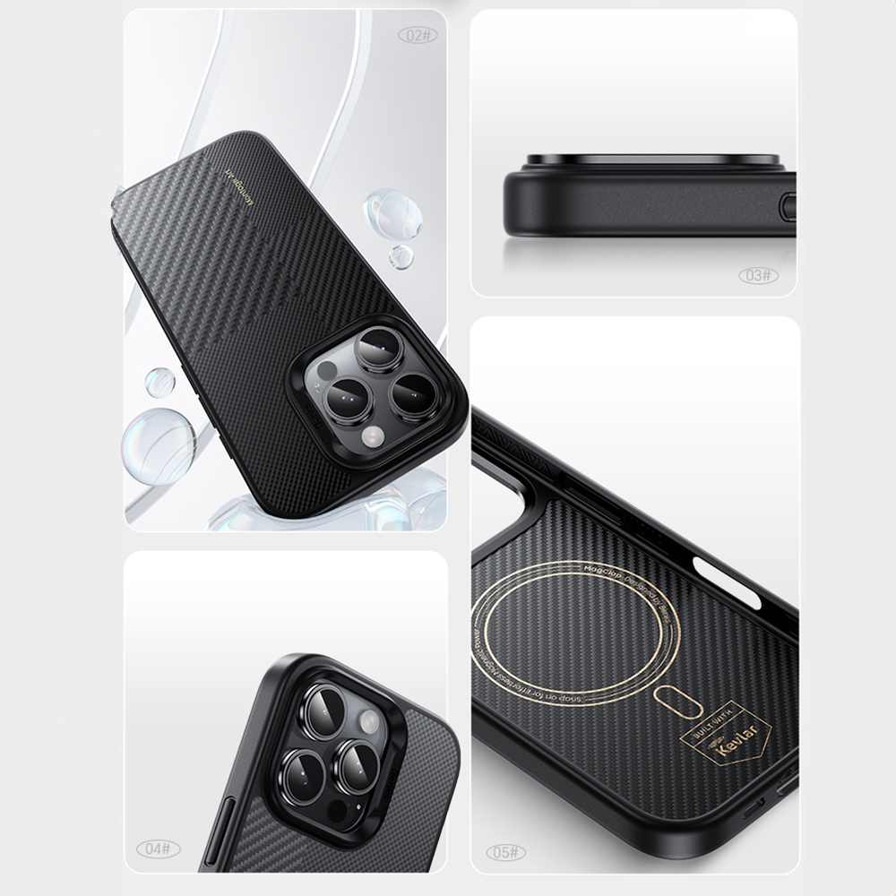 Benks Montage Magnetic Armor Pro Kevlar Case Metal Frame 600D+1500D for Apple iPhone 16 Plus , barva černá