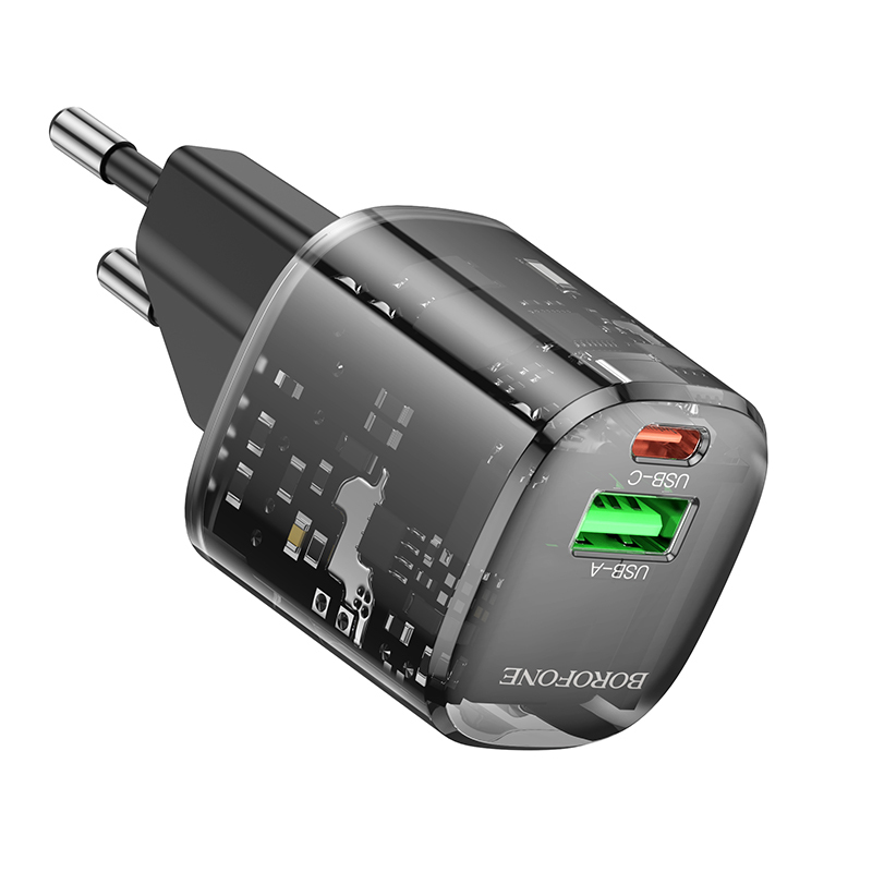 Borofone síťová nabíječka BN17 Sunlight - USB + USB-C -  QC 3.0 PD 20W 3A , barva černá