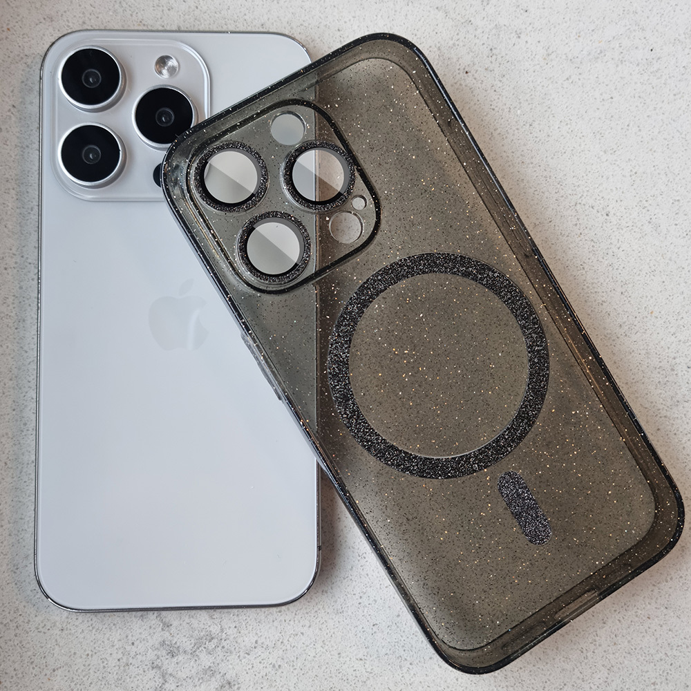 Kryt Glitter MagSafe pro Samsung Galaxy S25 Ultra , barva černá clear