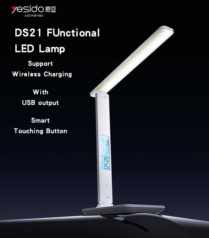 Stolní lampička Yesido DS20 nabíjecí s LCD displejem , barva bílá