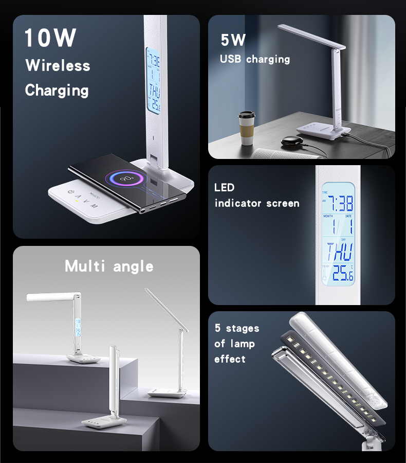 Stolní lampička Yesido DS20 nabíjecí s LCD displejem , barva bílá
