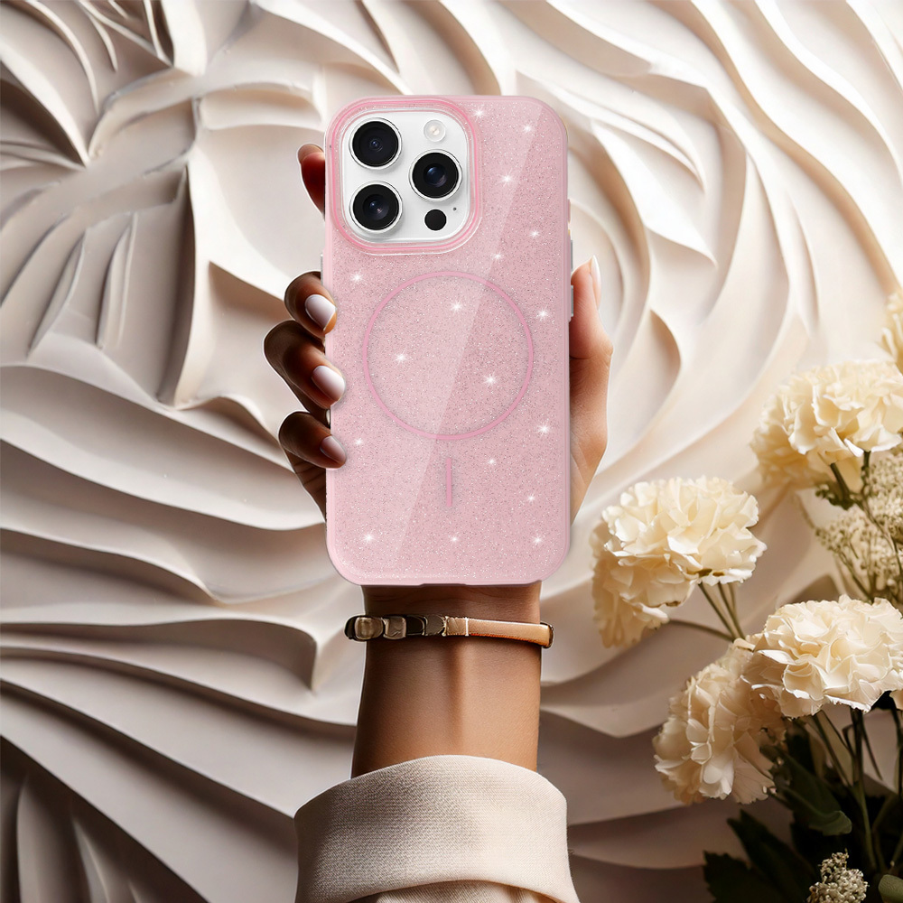 Kryt Magsafe Slim Shiny pro Apple iPhone 15 Pro , barva růžová