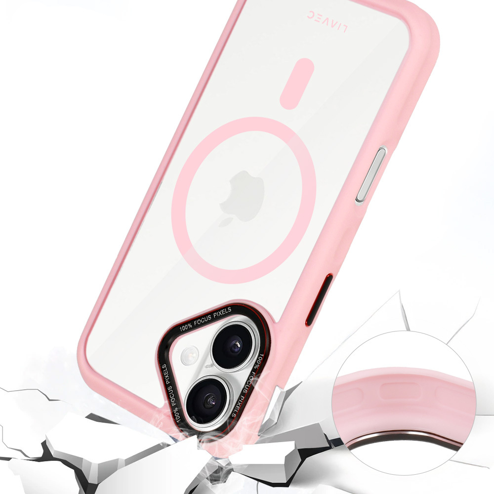 Liavec Hybrid Magsafe Kryt ClearCase pro Apple iPhone 16 , barva růžová