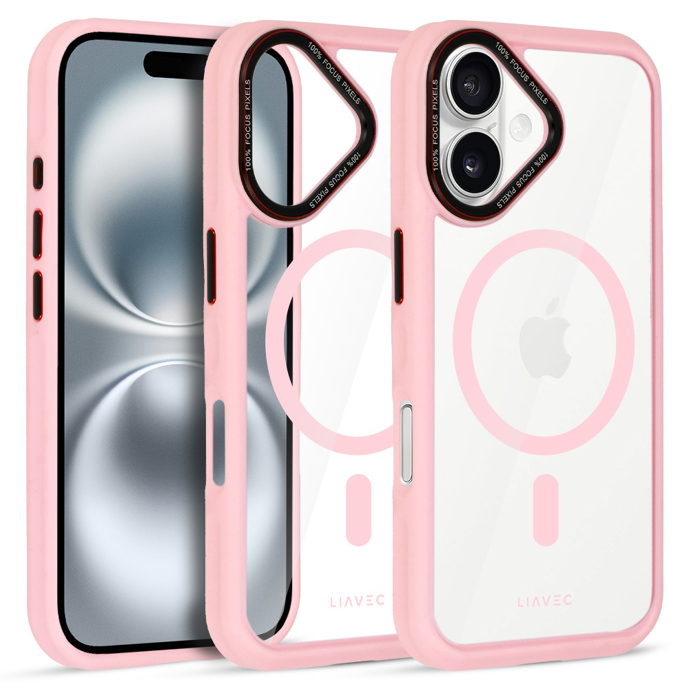 Liavec Hybrid Magsafe Kryt ClearCase pro Apple iPhone 16 , barva růžová