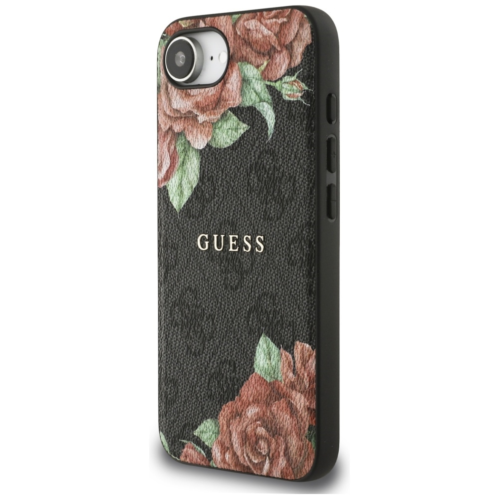 Originální kryt GUESS 4G Flowers Print MagSafe for Apple iPhone 17e/16e , barva černá