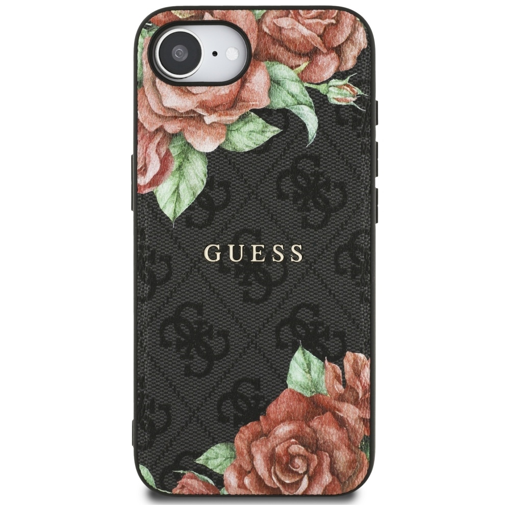 Originální kryt GUESS 4G Flowers Print MagSafe for Apple iPhone 17e/16e , barva černá