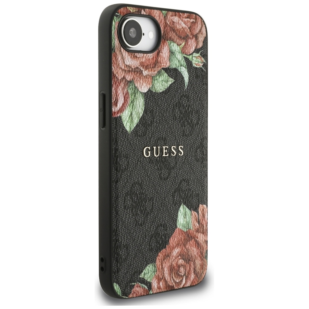 Originální kryt GUESS 4G Flowers Print MagSafe for Apple iPhone 17e/16e , barva černá