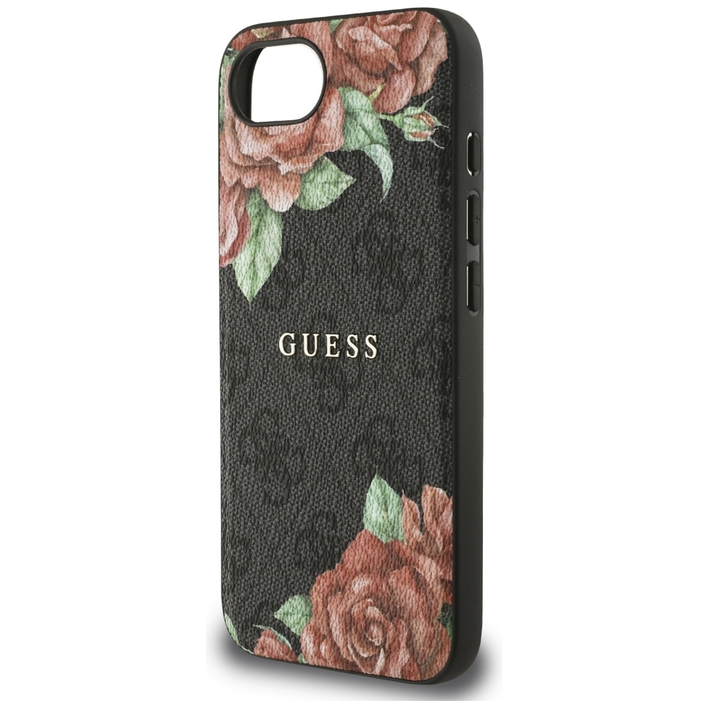 Originální kryt GUESS 4G Flowers Print MagSafe for Apple iPhone 17e/16e , barva černá