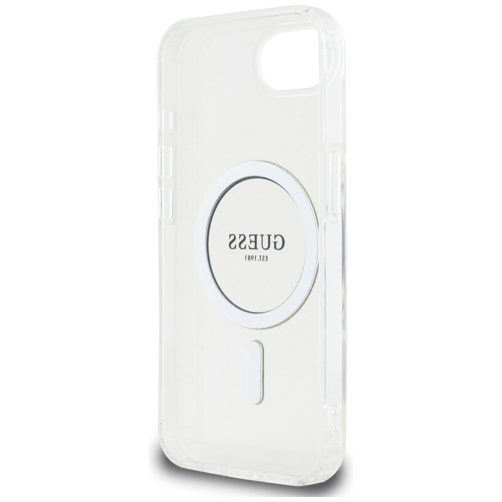 Originální kryt GUESS IML Glitter Circle MagSafe for Apple iPhone 17e/16e , barva čirá