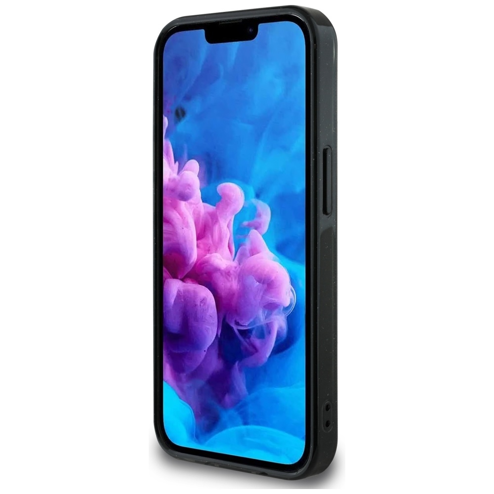 Originální kryt GUESS IML Metal Glitter 4G Circle Triangle MagSafe for Apple iPhone 17e/16e , barva černá