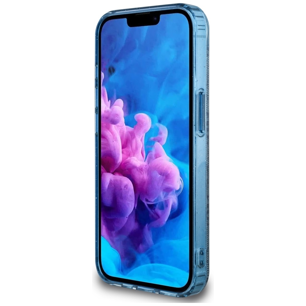 Originální kryt GUESS IML Metal Glitter 4G Circle Triangle MagSafe for Apple iPhone 17e/16e , barva modrá