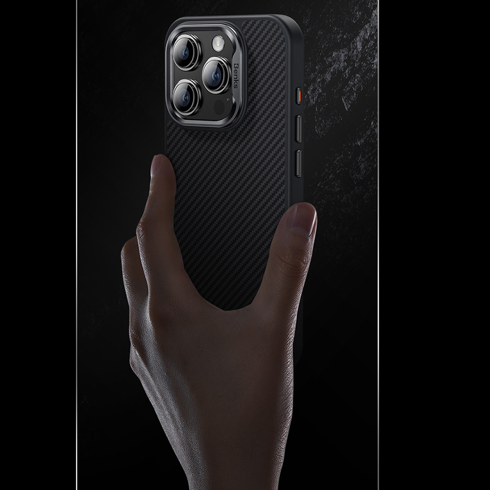 Benks Magnetic Hybrid Armor Pro Kevlar Case Metal Frame 600D for Apple iPhone 15 Plus , barva černá