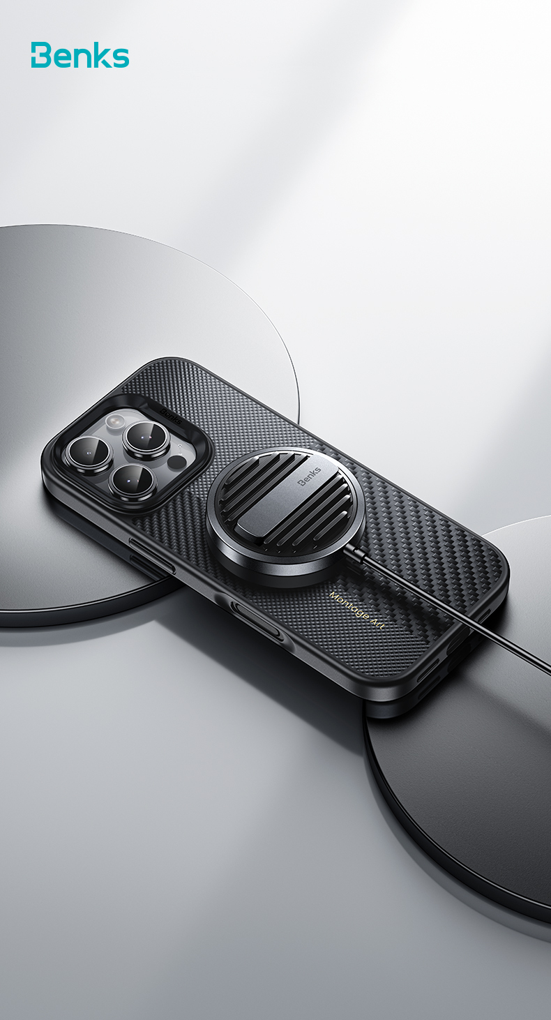 Benks Montage Magnetic Armor Pro Kevlar Case Metal Frame 600D+1500D (MF65) for Apple iPhone 16 Pro , barva černá (Camera Control Button)