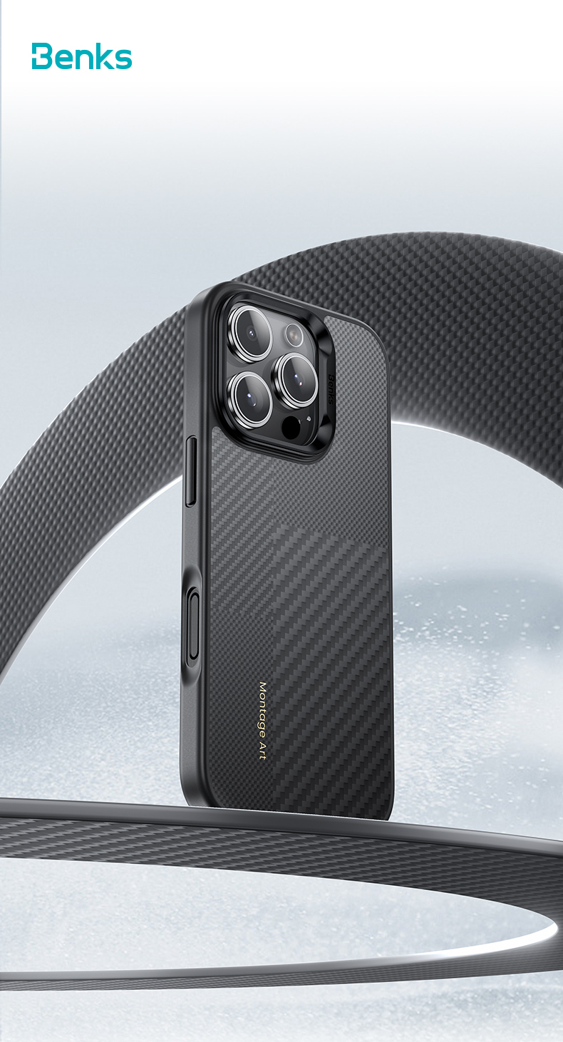 Benks Montage Magnetic Armor Pro Kevlar Case Metal Frame 600D+1500D (MF66) for Apple iPhone 16 Pro Max , barva černá (Camera Control Button)