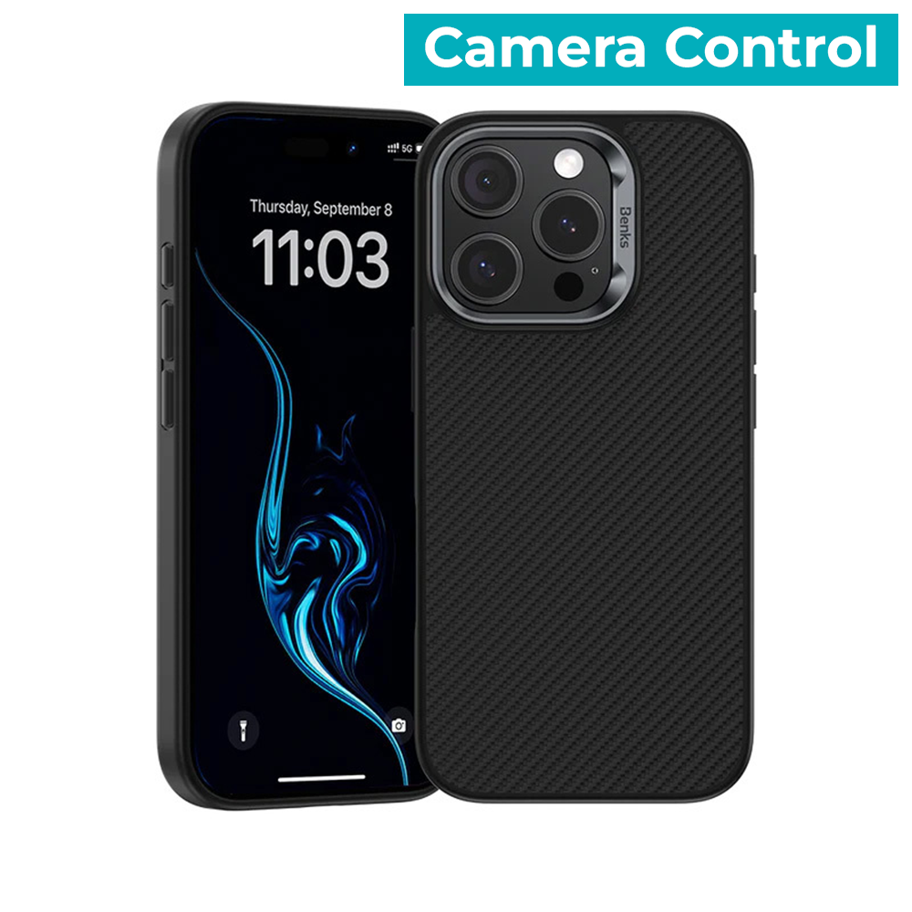 Benks Magnetic Armor Pro Kevlar Case Metal Frame 600D (D065) for Apple iPhone 16 Pro , barva černá (Camera Control Button)