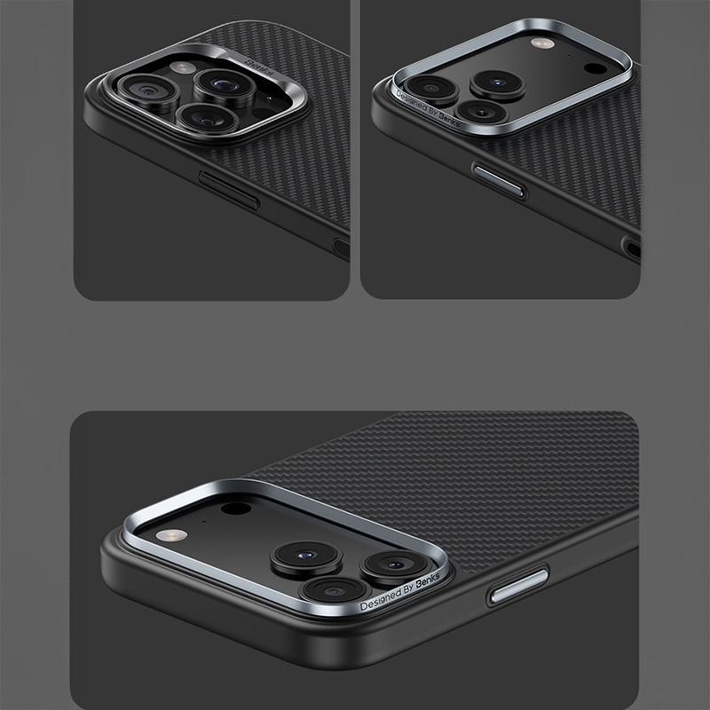 Benks Magnetic Armor Pro Kevlar Case Metal Frame 600D (A068) for Apple iPhone 17 Air , barva černá (Camera Control Button)