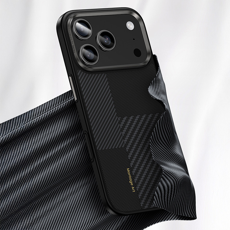 Benks Montage Magnetic Armor Pro Kevlar Case Metal Frame 600D+1500D (MA68) for Apple iPhone 17 Air , barva černá (Camera Control Button)