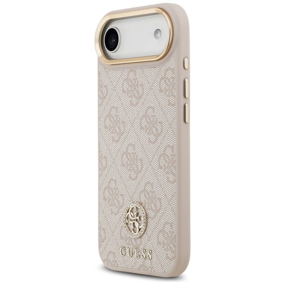 Originální kryt GUESS 4G Strass Logo & Big Strap Metal Buttons MagSafe for Apple iPhone 17 Air , barva růžová