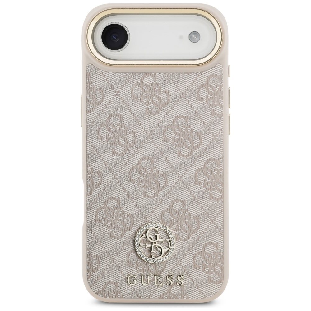 Originální kryt GUESS 4G Strass Logo & Big Strap Metal Buttons MagSafe for Apple iPhone 17 Air , barva růžová