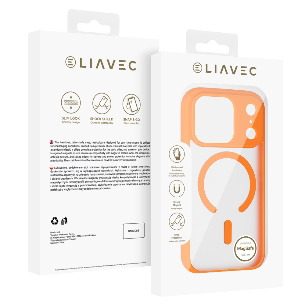 Liavec Soft Case for Apple iPhone 17 Pro Max papaya