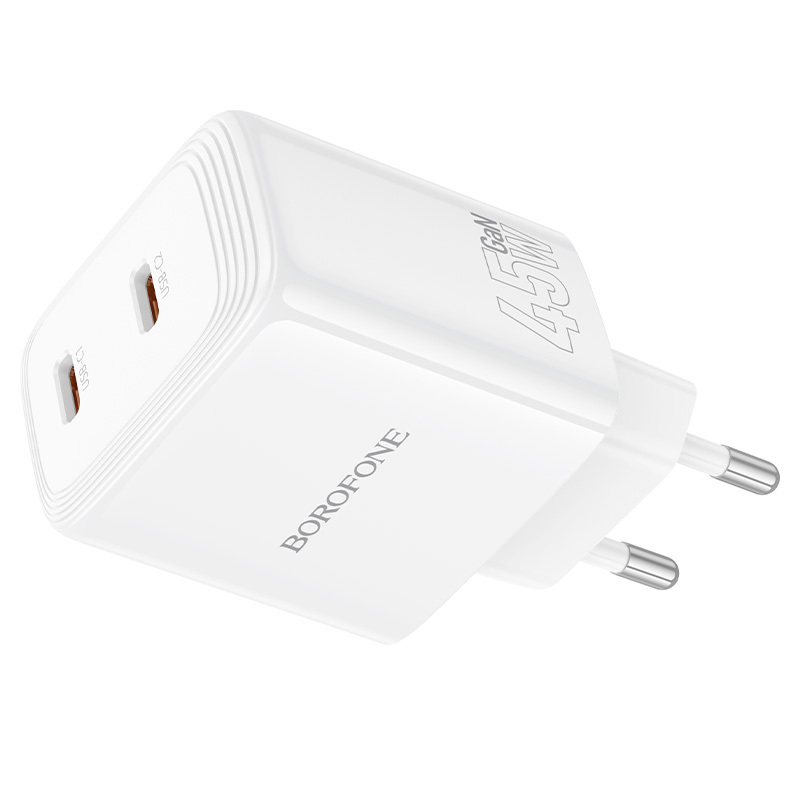 Borofone síťová nabíječka BN31 Cargador GaN - 2xUSB-C - QC 3.0 PD 45W , barva bílá