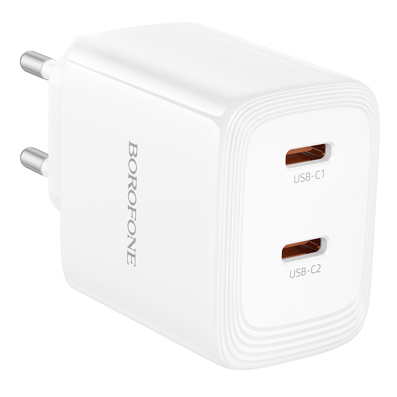 Borofone síťová nabíječka BN31 Cargador GaN - 2xUSB-C - QC 3.0 PD 45W , barva bílá