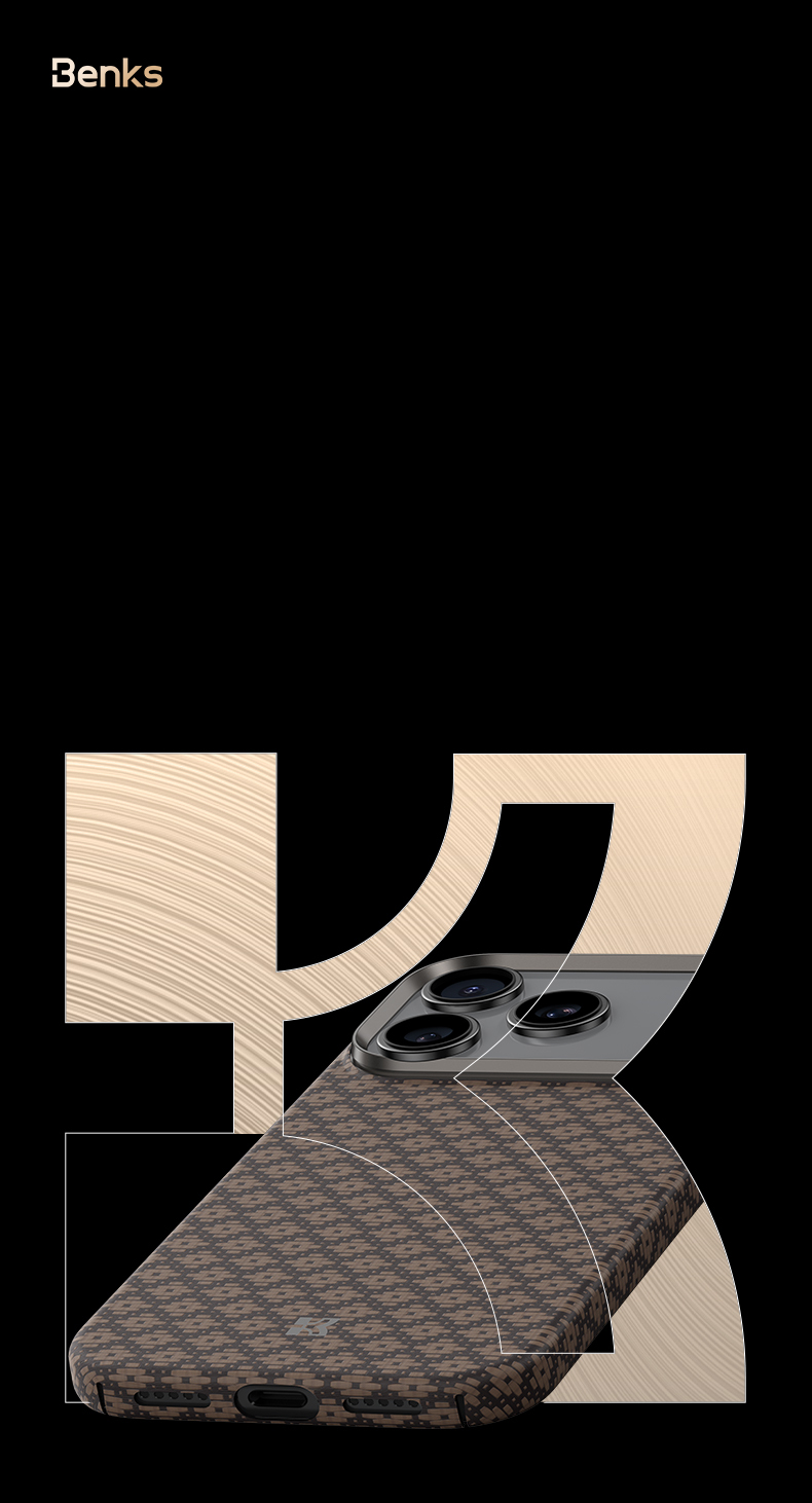 Benks Magnetic Armor Air Armor Grid Kevlar Case Metal Frame 600D (A069) for Apple iPhone 17 Pro , barva zlatá