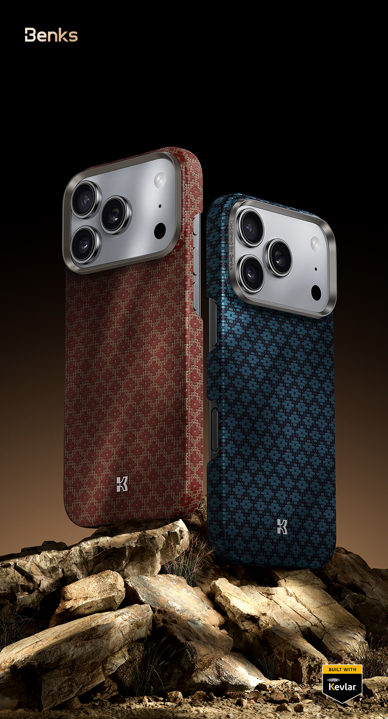 Benks Magnetic Armor Air Armor Grid Kevlar Case Metal Frame 600D (0069) for Apple iPhone 17 Pro orange