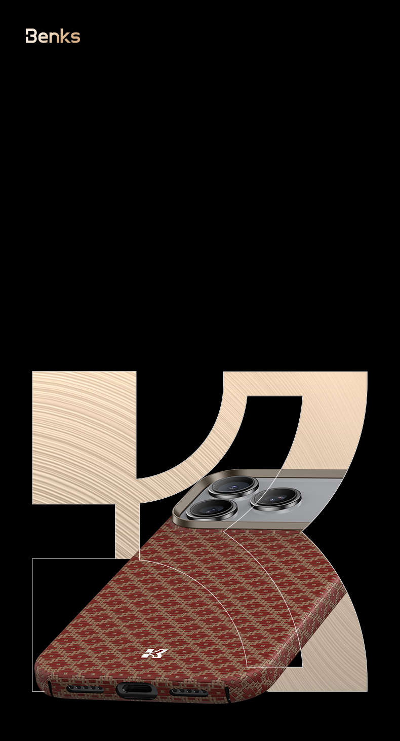 Benks Magnetic Armor Air Armor Grid Kevlar Case Metal Frame 600D (0069) for Apple iPhone 17 Pro orange