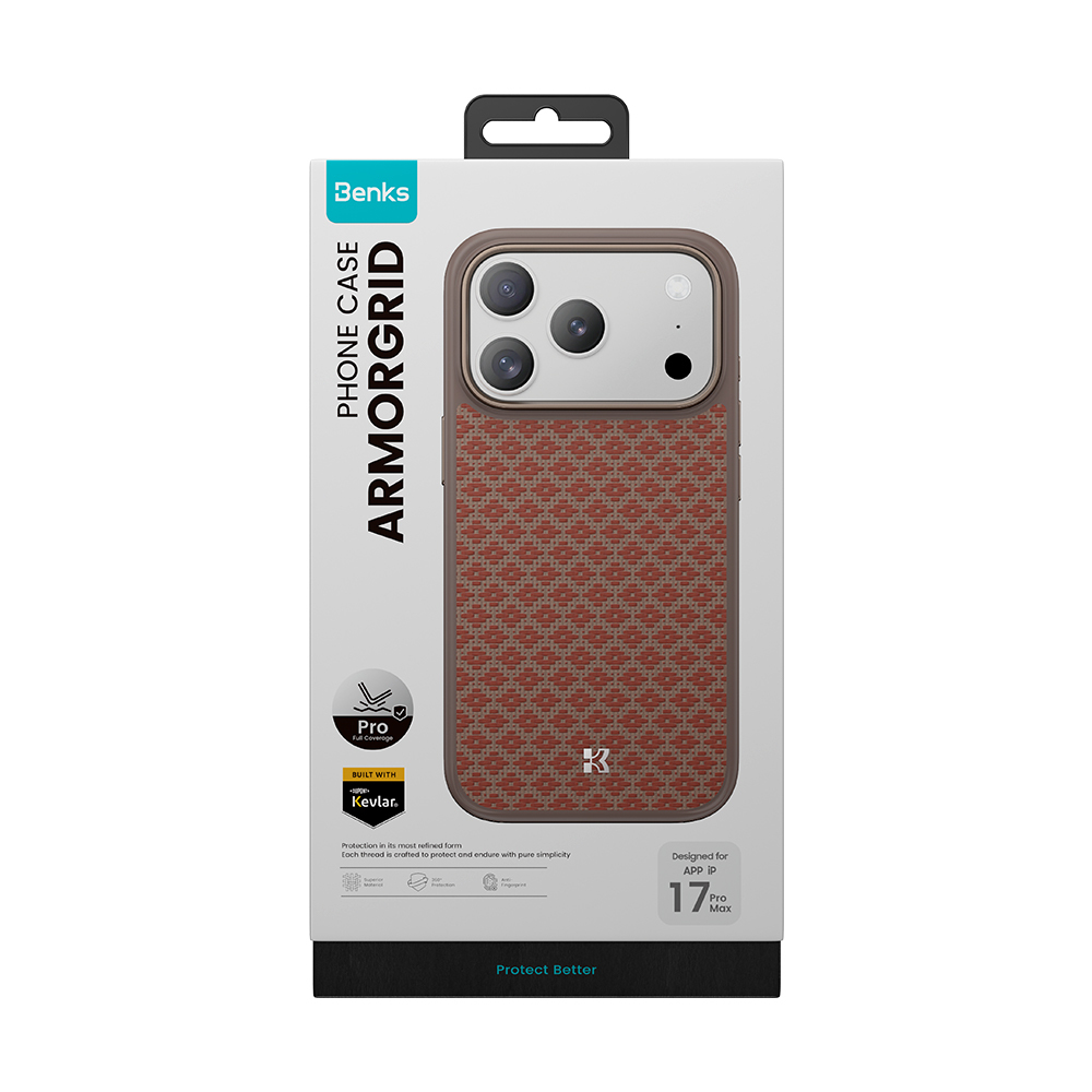 Benks Magnetic Armor Pro Armor Grid Kevlar Case Metal Frame 600D (YB69) for Apple iPhone 17 Pro orange