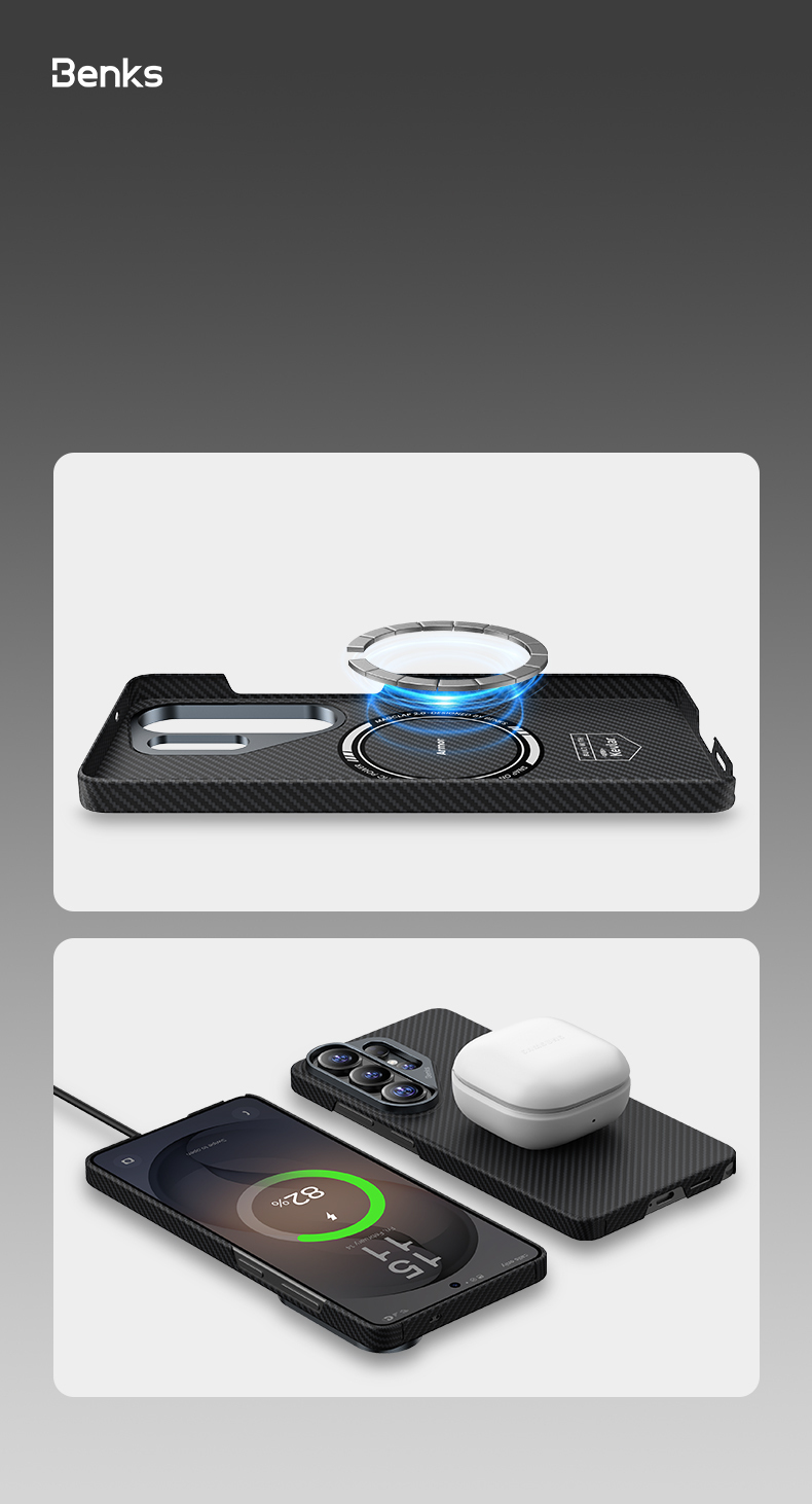Benks Magnetic Armor Air Kevlar Case Metal Frame 600D (J048) for Samsung Galaxy S26 , barva černá