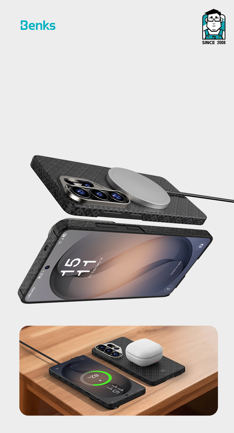 Benks Magnetic Armor Air Armor Grid Kevlar Case Metal Frame 600D (E049) for Samsung Galaxy S26 Plus , barva černá