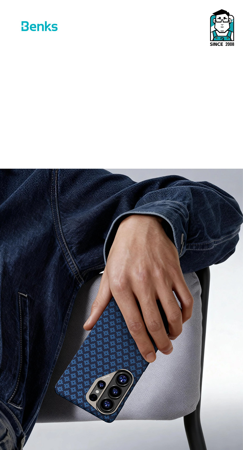 Benks Magnetic Armor Air Armor Grid Kevlar Case Metal Frame 600D (A049) for Samsung Galaxy S26 Plus , barva modrá