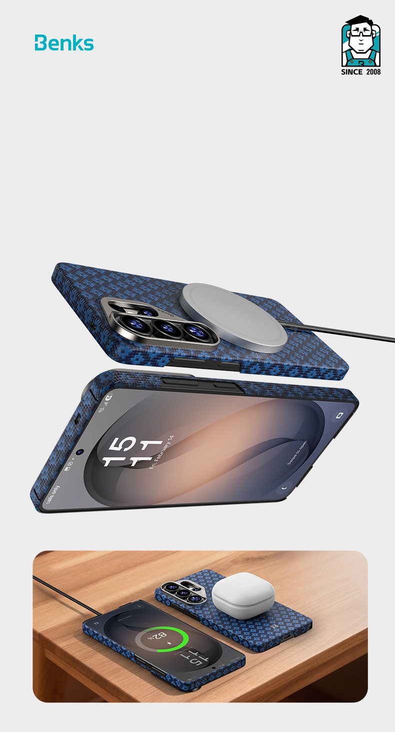 Benks Magnetic Armor Air Armor Grid Kevlar Case Metal Frame 600D (A049) for Samsung Galaxy S26 Plus , barva modrá