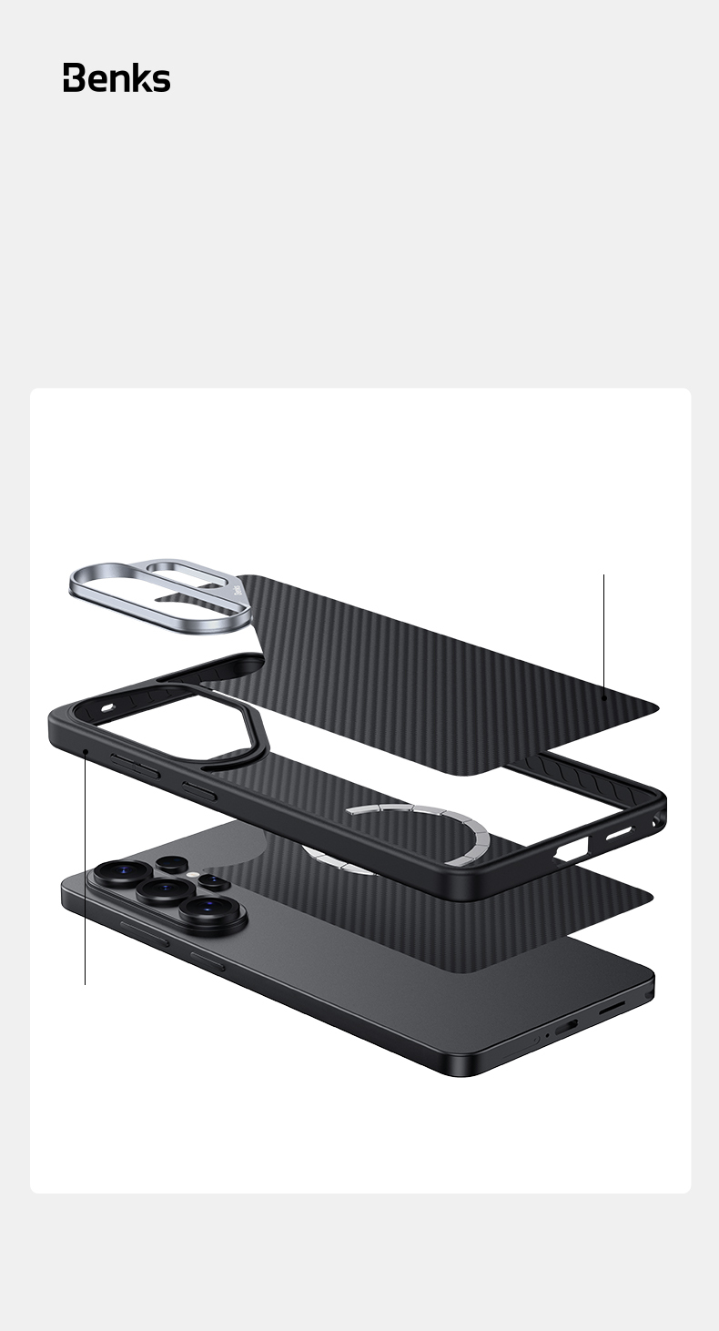 Benks Magnetic Armor Pro Kevlar Case Metal Frame 600D (G049) for Samsung Galaxy S26 Plus , barva černá