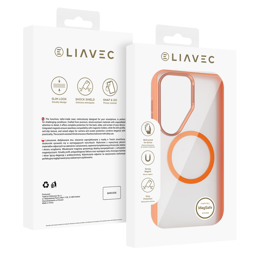 Liavec Soft Case Metal Frame for Samsung Galaxy S26 Ultra orange