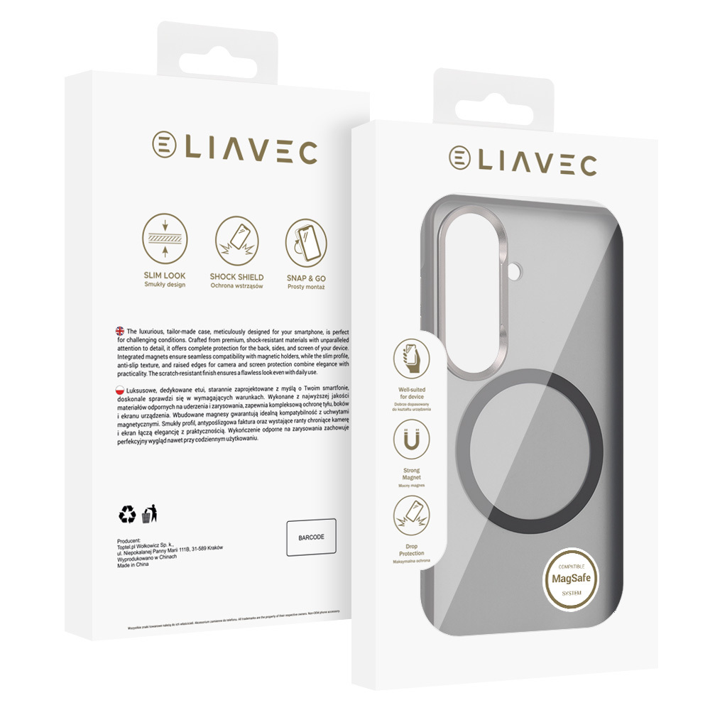Liavec Soft Case Metal Frame for Samsung Galaxy S26 , barva šedá