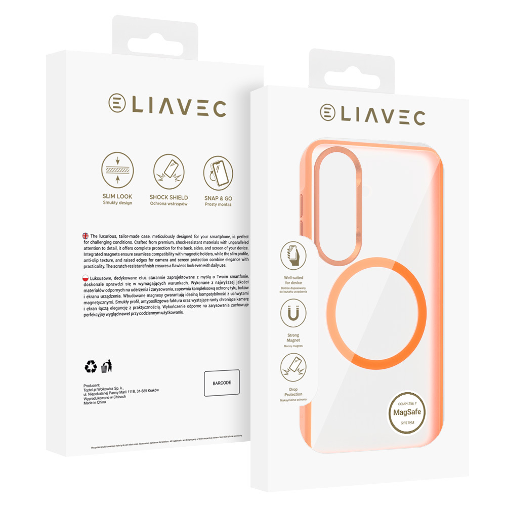 Liavec Soft Case Metal Frame for Samsung Galaxy S26 Plus orange