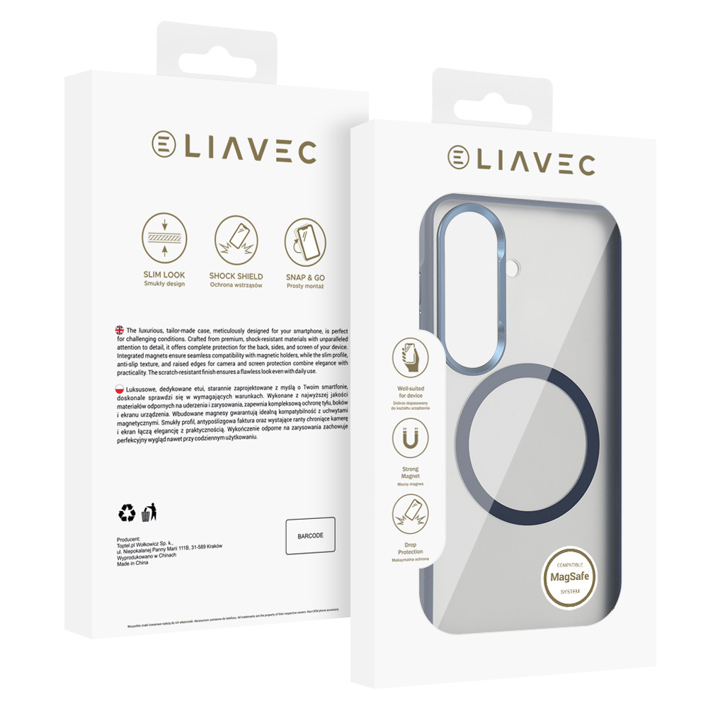 Liavec Soft Case Metal Frame for Samsung Galaxy S26 , barva modrá
