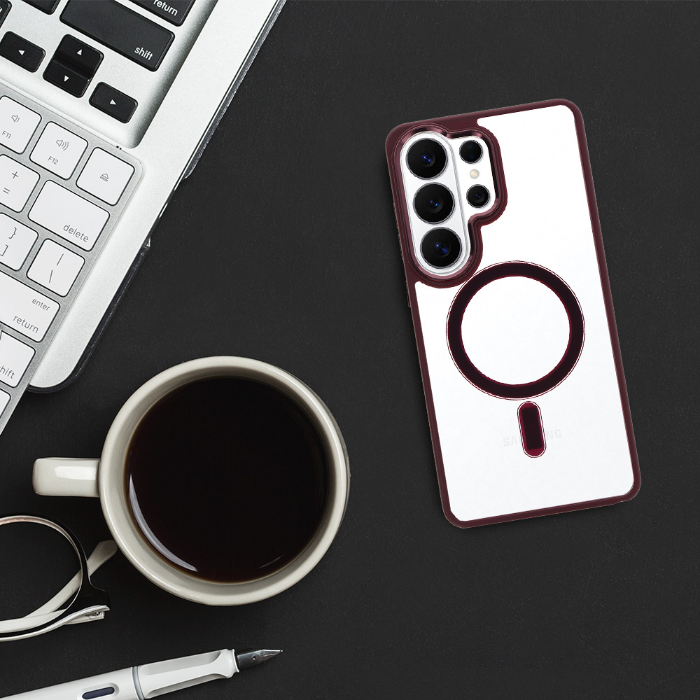 Kryt Metallic Magsafe pro Samsung Galaxy S25 , barva vínová